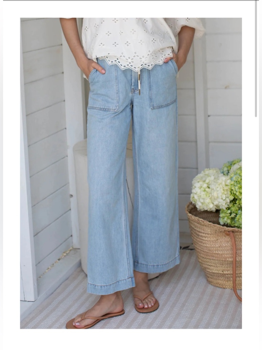 Light Wash Wide-Leg Denim Pants - Casual Comfort